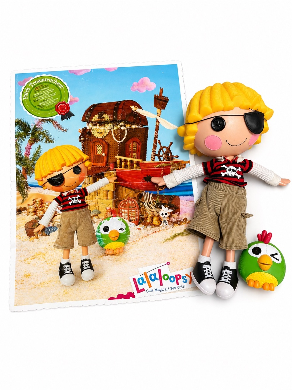 Rare Lalaloopsy Patch Treasurechest 14” Doll Pet Parrot & Original Poster | MGA